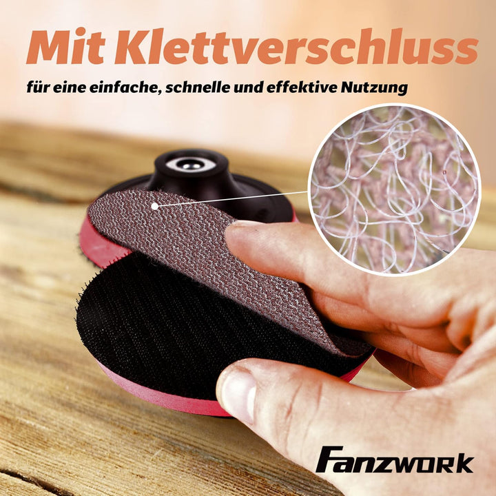 FANZWORK 150 mm Netz-Schleifgitter Klett für Exzenterschleifer, Korn P80 (15 Stück), P120 (15 Stück)