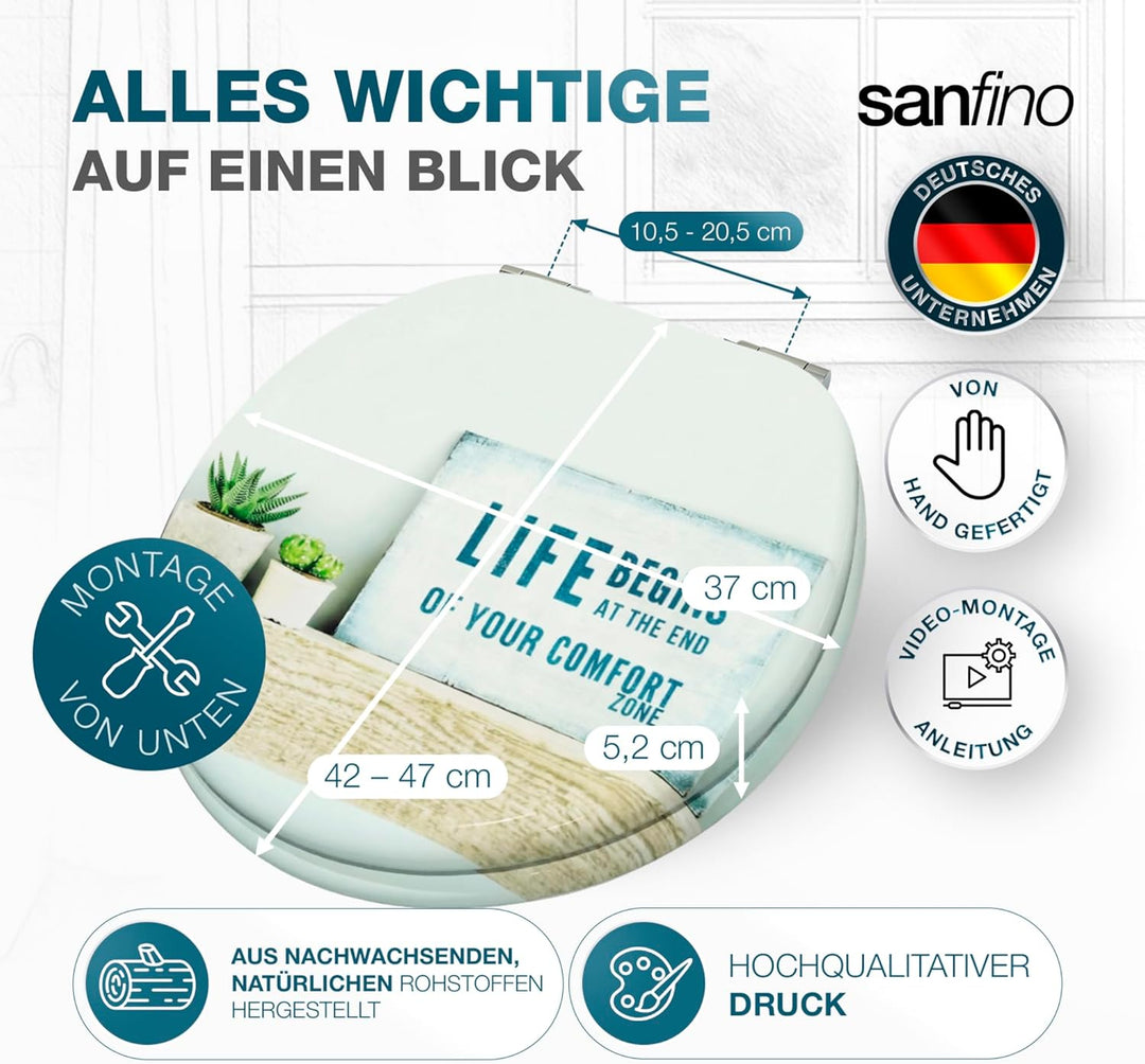 Premium WC Sitz mit Absenkautomatik – hochwertige Toilettendeckel aus Holz, viele bunte Motive, hohe
