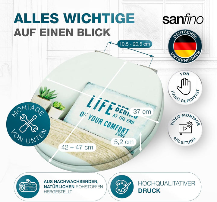 Premium WC Sitz mit Absenkautomatik – hochwertige Toilettendeckel aus Holz, viele bunte Motive, hohe
