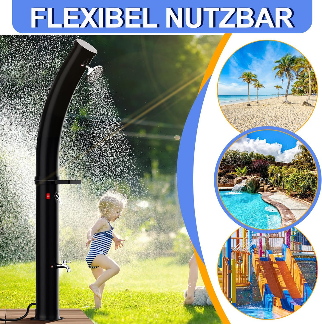 Solardusche 35L Bogen Solar Gartendusche warmes Wasser Bis Zu 60°C Ohne Stromanschluss Pooldusche Ca