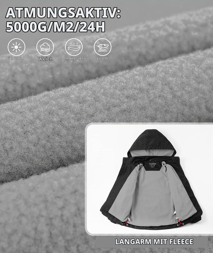 YoungSoul Kinder wasserdichte Regenjacke mit Abnehmbarer Kapuze 104-110 Schwarz, 104-110 Schwarz