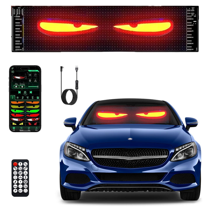 Devil Eyes Light for Cars, 92 * 374mm Programmierbar Laufschrift Led Anzeige mit App-Steuerung, c Au