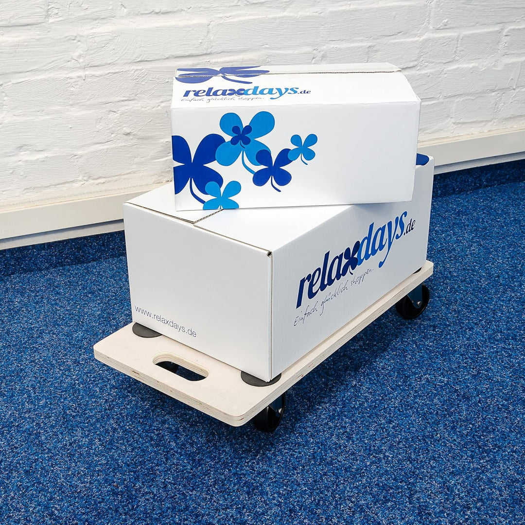 Relaxdays Transportroller HBT: 11 x 58 x 30 cm Transportbrett aus Holz mit praktischem Griff Tanspor