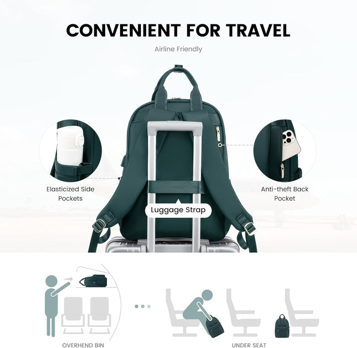 LOVEVOOK Laptop Rucksack Damen, 15,6 Zoll Schulrucksack Teenager mit USB Ladeanschluss, Wasserdicht