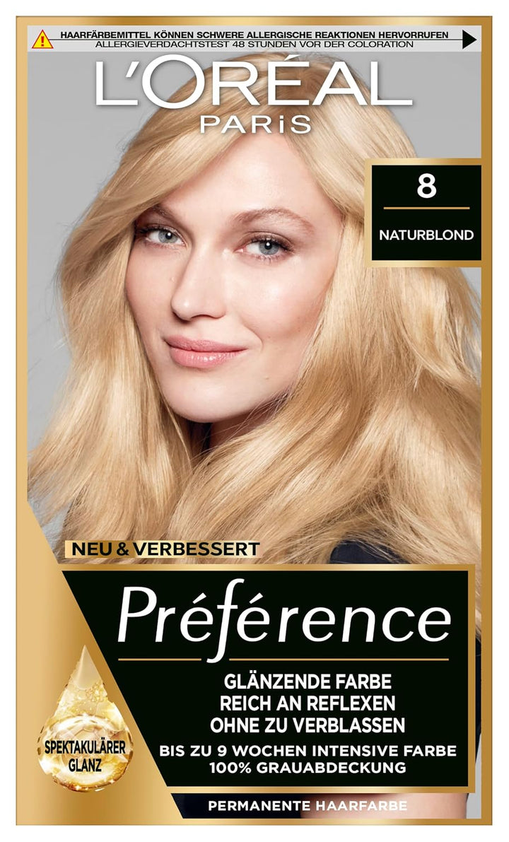 L'Oréal Paris Permanente Haarfarbe, Haarfärbeset mit Coloration und Farbglanz-Pflegebalsam, Préféren