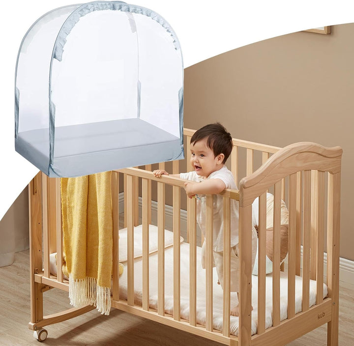 Kinderbett-Abdeckung, atmungsaktiv, Netzstoff, 70 x 130 x 140 cm, Bezaubernder Schlafschutz, Pop-Up-