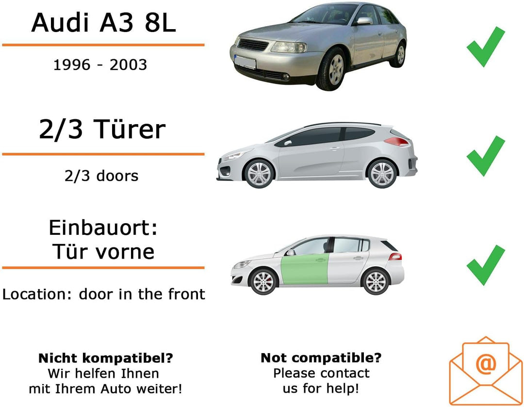 Lautsprecher Boxen Einbaupaket für Hifonics VX52E kompatibel mit Audi A3 8L, 2/3 türig vorne | 2X Ti