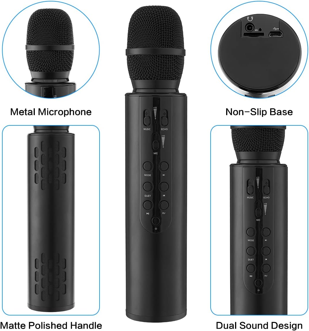 Karaoke Drahtloses Mikrofon Tragbares Handheld-Bluetooth-Lautsprechermikrofon, Drahtlose Mikrofone K