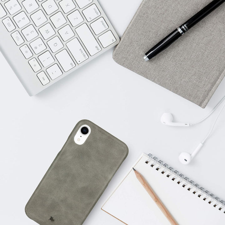 BULLAZO Menor Classic – Edle Hülle aus Leder, Kompatibel mit iPhone XR 10R, Grau, Grau