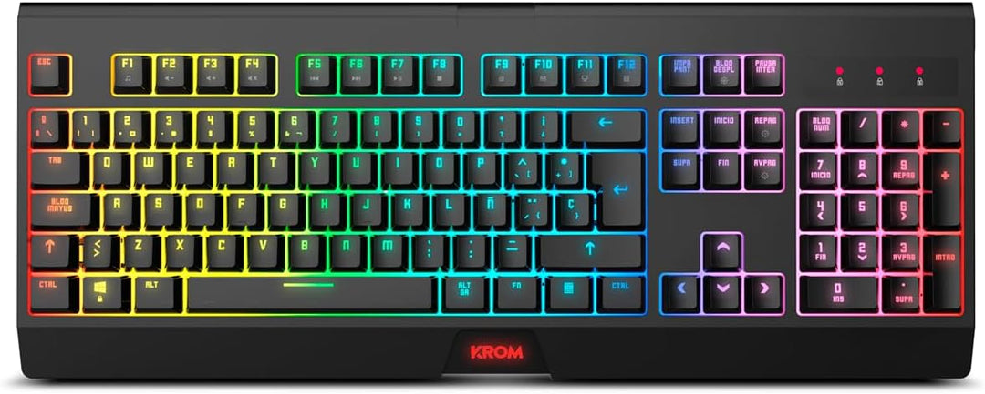 KROM Kabala – Kabelloses Gaming-Set mit Membrantastatur RGB Rainbow, 6 Anti-Ghosting-Tasten, optisch