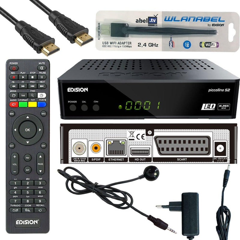 Edision Piccollino S2 Full HD Satelliten-Receiver FTA HDTV DVB-S2 (HDMI, USB 2.0,Scart,Display,CA,LA