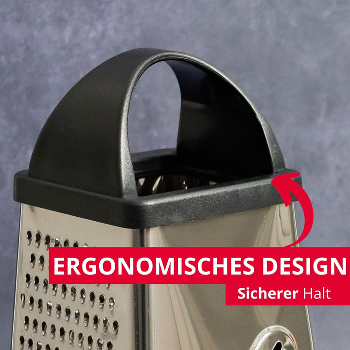 Westmark Vierkantreibe mit Auffangbehälter, 4 Schneid-/Reibeflächen, Höhe: 25 cm, Rostfreier Edelsta