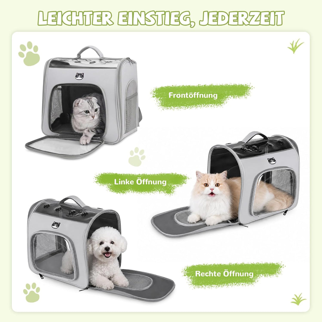 ALLSOPETS Katzenrucksack Faltbar Haustierrucksack mit Frontöffnung und Atmungsaktives Netzfenster Hu