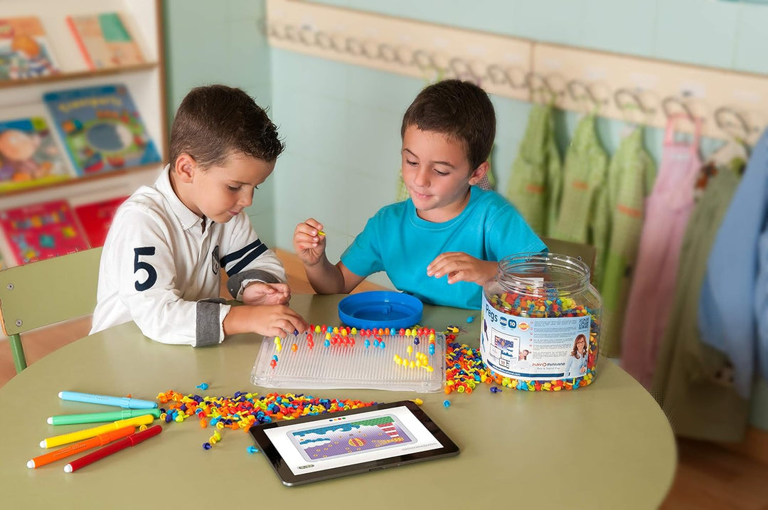 Miniland Mosaikstecker Pegs 10 mm 2600 Teile, Grundfarben-31810