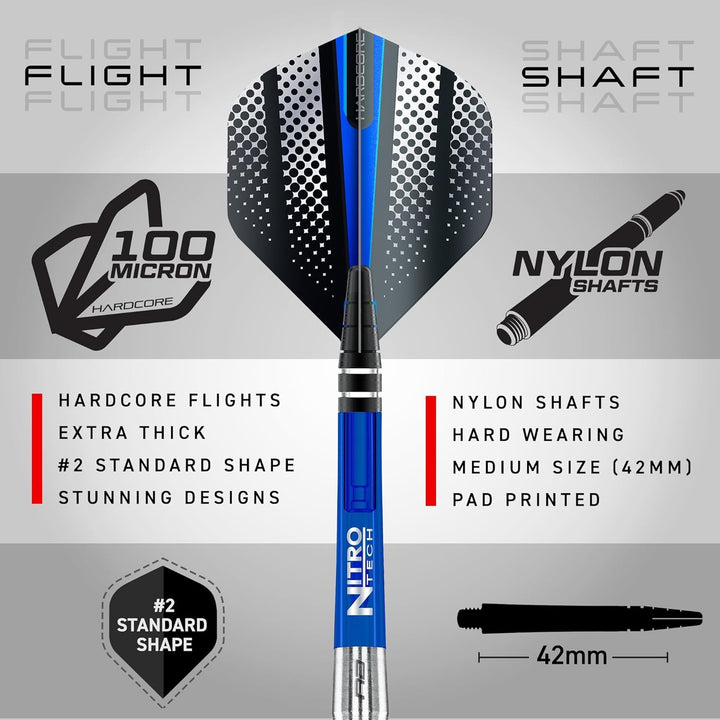 RED DRAGON Razor Edge Original - 85% Tungsten Darts (Steel Dartpfeile) mit Flights, Schäfte, Briefta