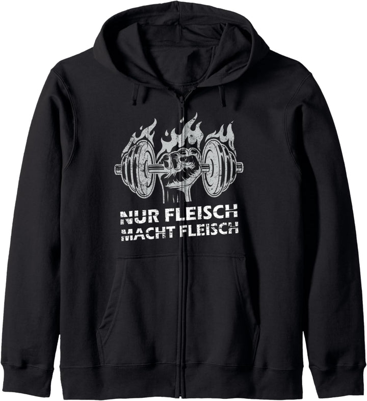 Nur Fleisch Macht Fleisch Bodybuilding Gym Fitness Kapuzenjacke
