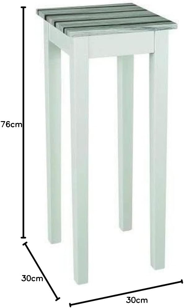 HAKU Möbel Beistelltisch, MDF, weiss-maritimo kiefer, B 30 x T 30 x H 76 cm 30 x 30 x 76 cm Weiss-ma