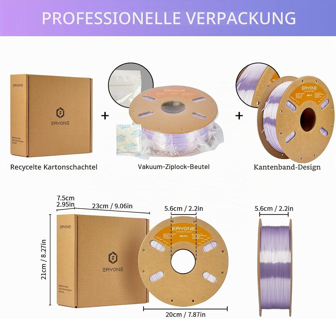 ERYONE Seiden PLA Filament 1.75mm, PLA Seiden Filament für 3D Drucker, 1.75mm +/- 0,03 mm, 1kg /Spul
