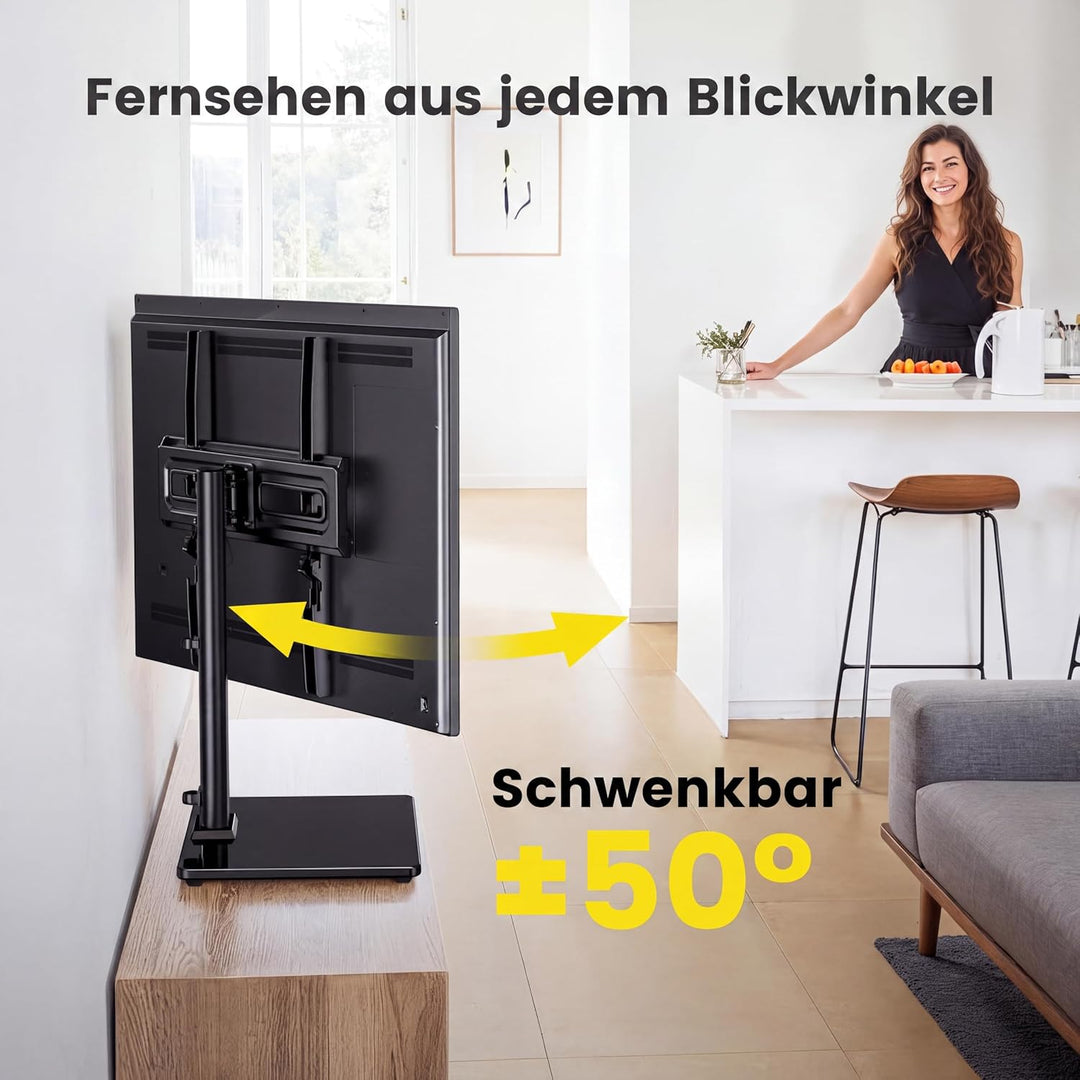 TV Ständer Schwenkbarer, Universal TV Standfuss für 32-60 Zoll LED LCD Flach &amp; Curved Fernseher bis