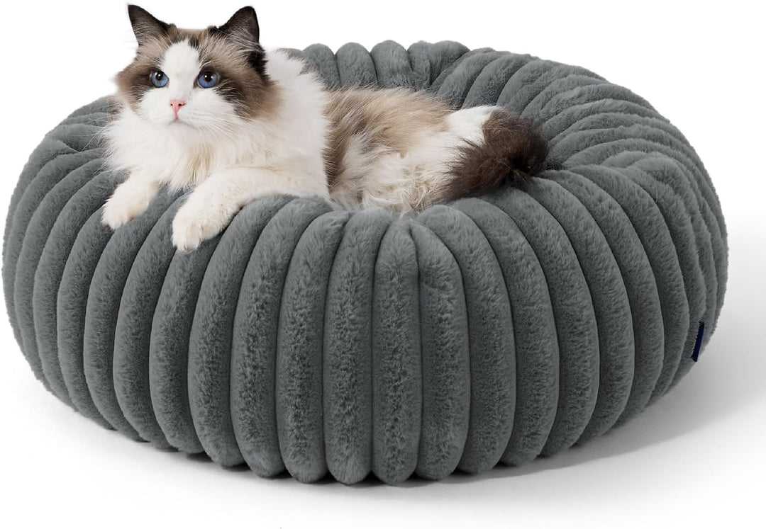 BEDSURE orthopädisches Katzen Bettchen - Flauschiges Donut 51x51x15cm rundes Katzensofa mit waschbar