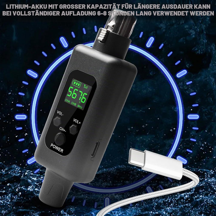 XLR Mikrofon Sender Empfänger, 2.4G Kabelloses Funkmikrofon-Adapter 1 zu 1 Kabelloses Mikrofon für d