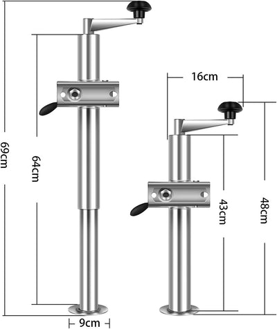 kefflum Anhängerstütze, Stützfuss Anhänger 2X Abstellstützen incl Kurbelstützen für Anhänger Halteru