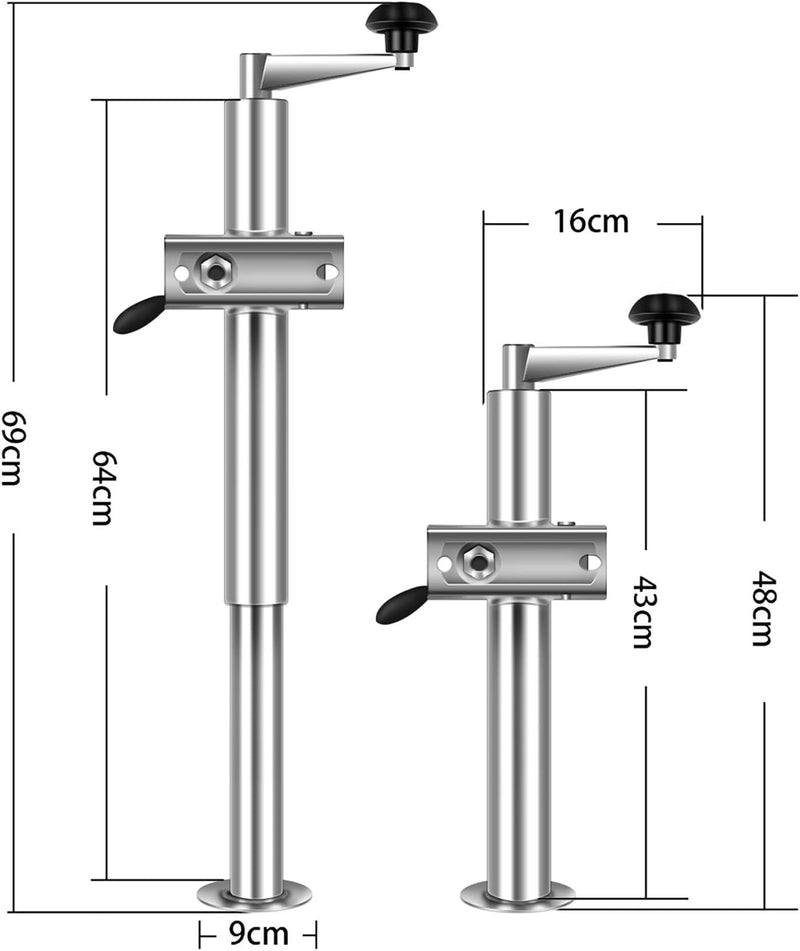 kefflum Anhängerstütze, Stützfuss Anhänger 2X Abstellstützen incl Kurbelstützen für Anhänger Halteru