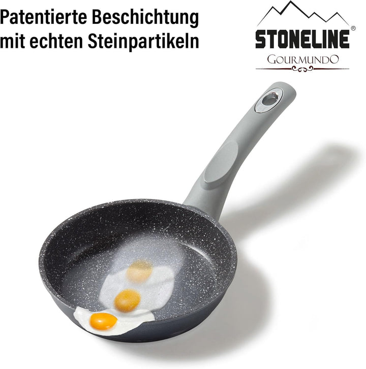 STONELINE Gourmundo Bratpfanne, 16 cm, antihaftbeschichtete Pfanne mit echten Steinpartikeln, alle H