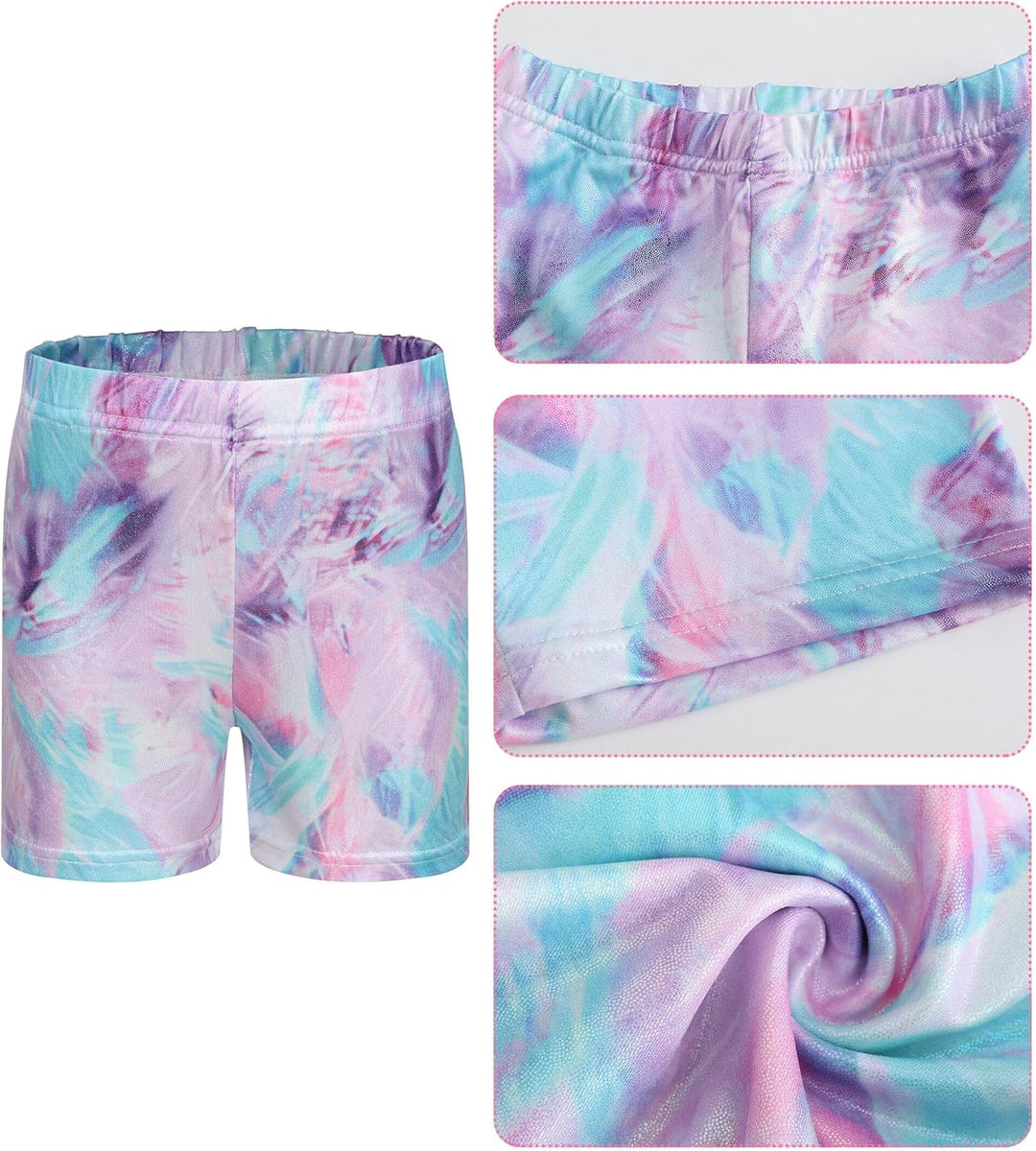 SEAUR Mädchen Turnanzug Turnshorts Haarband Set Kinder Turnen Trikot Shorts Gymnastik Ärmellos/Langa