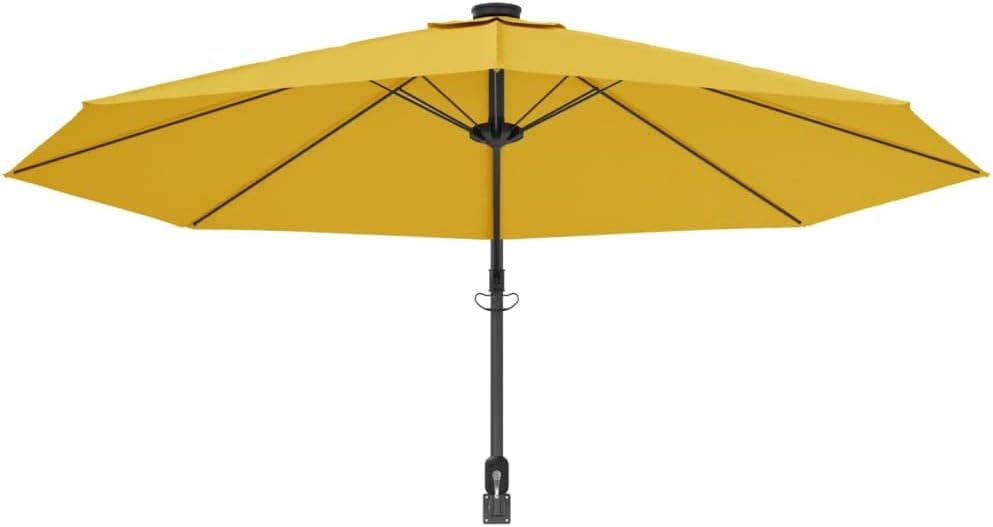 vidaXL Wand Sonnenschirm mit LEDs, Wandschirm mit Sonnenschutz, Gartenschirm mit Aluminium Mast 8 Ri