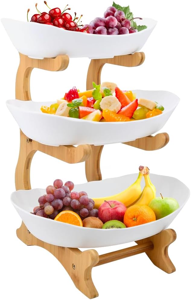 LANTUS Halterung für Obstkorb, Bambus, Halterung für Obstkorb, Aufbewahrung für Gemüse, Arbeitsplatt