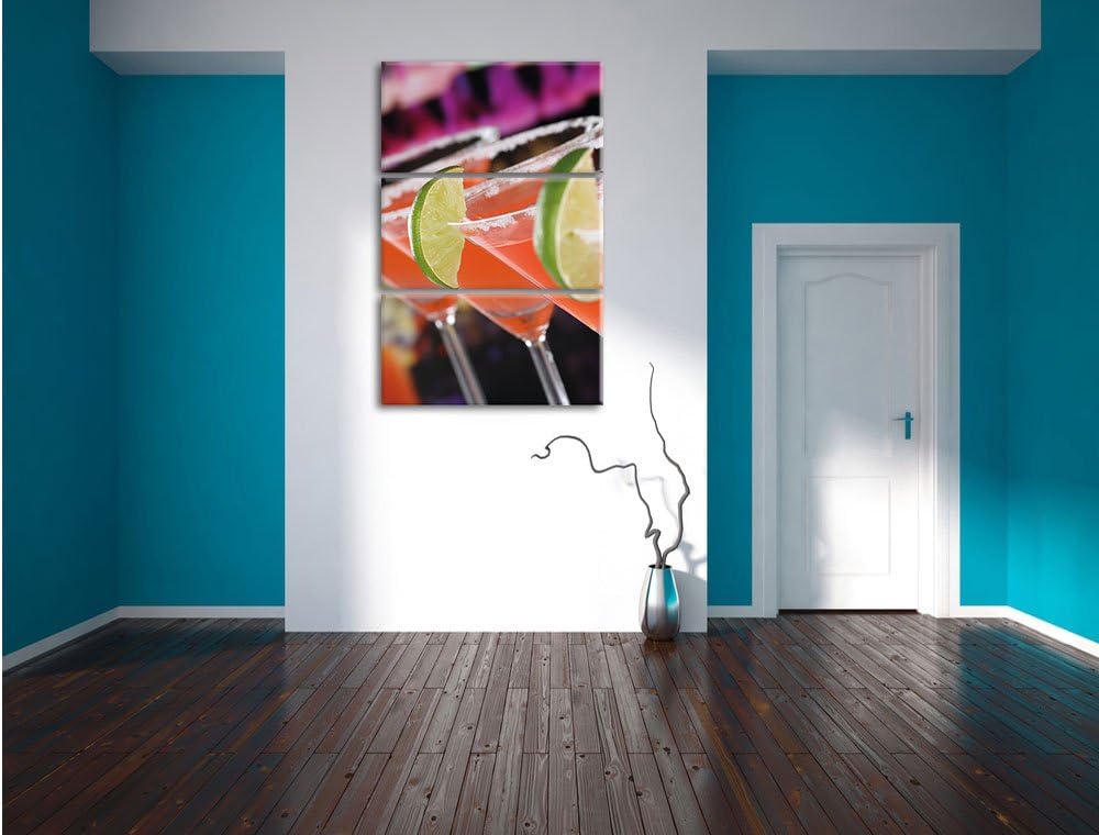 Pixxprint Singapur Sling Cocktails als Leinwandbild/Grösse: 3 Teilig (120x80) cm/Wandbild/Kunstdruck