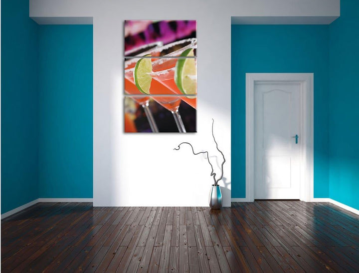 Pixxprint Singapur Sling Cocktails als Leinwandbild/Grösse: 3 Teilig (120x80) cm/Wandbild/Kunstdruck