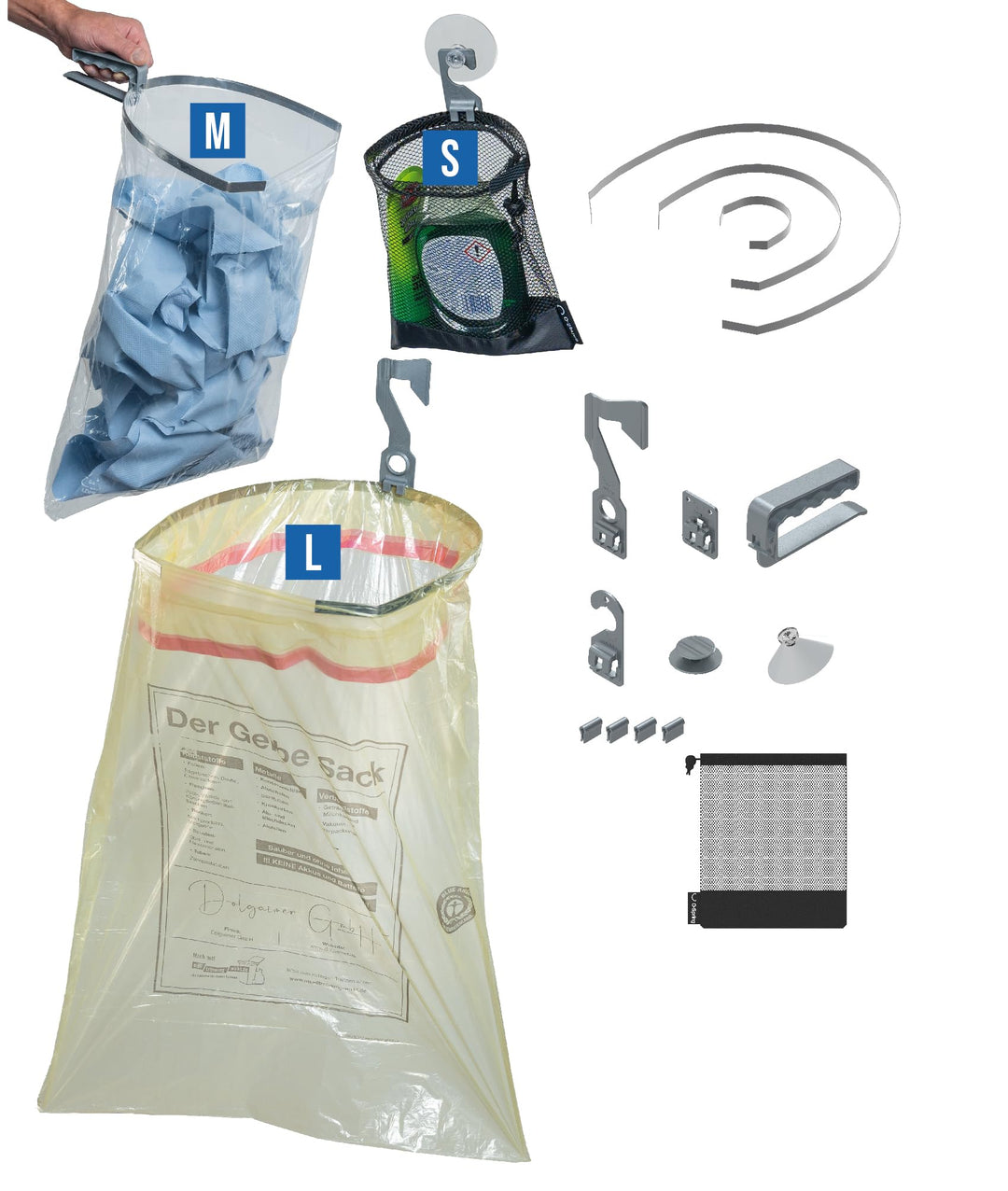 System 14-teilig für Tüten und Müllsäcke bis zu 120L, Müllsackständer, gelber Sack Ständer, Mülleime