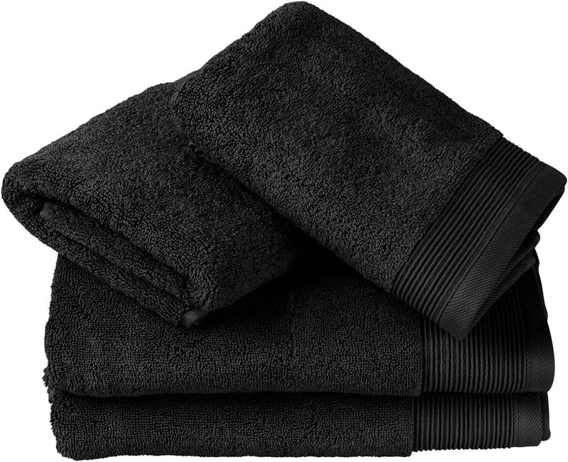 Homescapes Premium Handtuch Set Schwarz, 2 Handtücher 50x90 cm & 2 Duschtücher 70x130 cm, 100% Ägypt