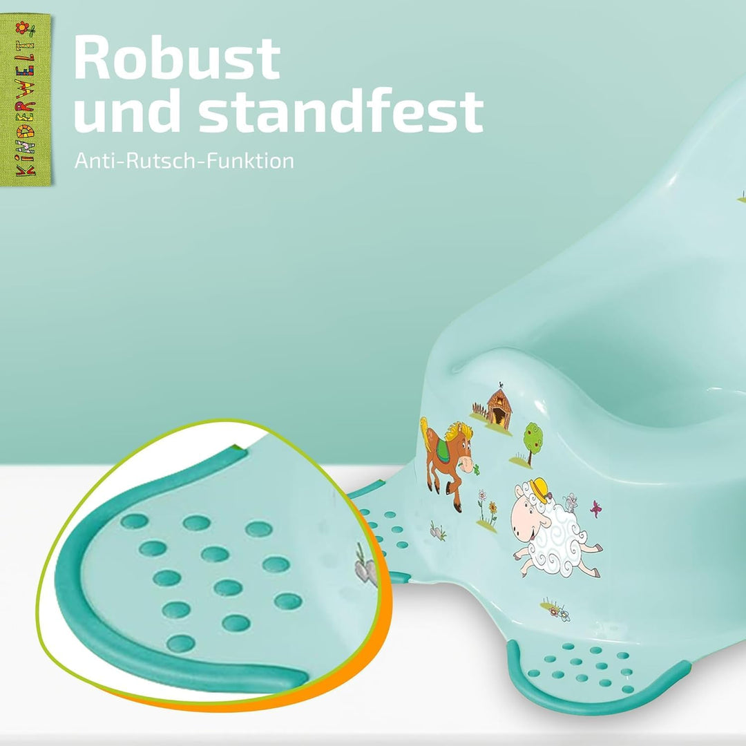 Funny Farm aquamarin Kinder-Toilettensitz + Töpfchen Toilettentrainer mit Anti-Rutsch-Funktion