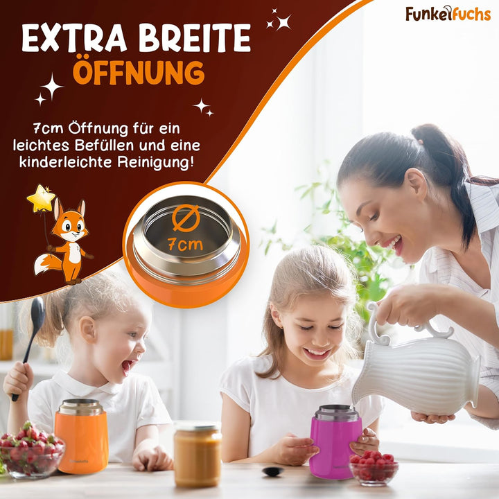 Thermobehälter für Essen Kinder – 500ml, Orange Fuchs – 100% auslaufsicher - Warmhaltebehälter Essen