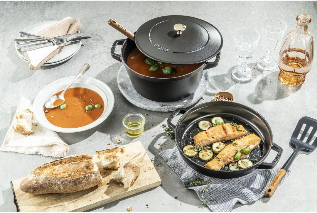 STAUB La Cocotte Kochtopfset, 2-tlg rund Gusseisen Schwarz Kochtopf Topf