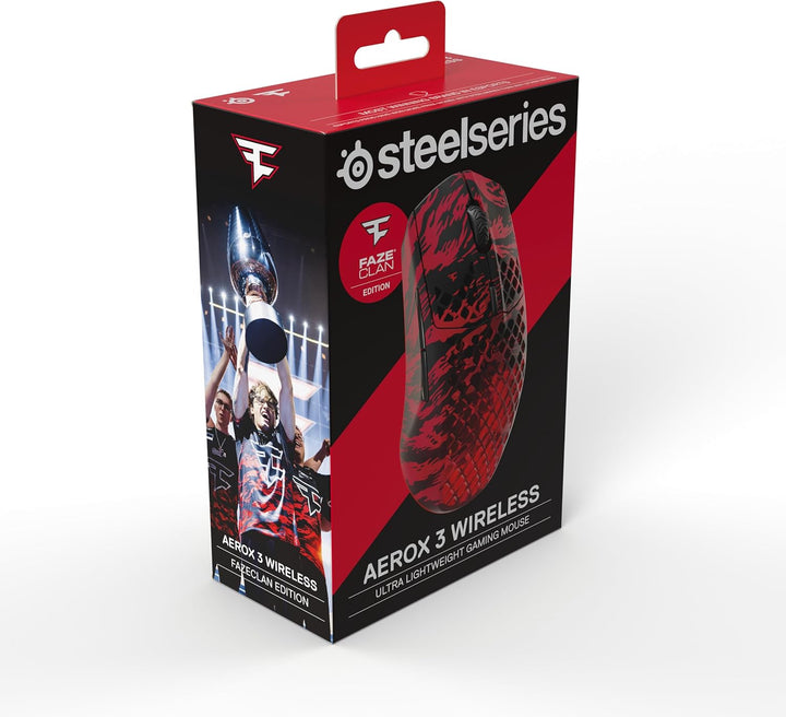 SteelSeries Aerox 3 Wireless - Faze Clan Edition - RGB Gaming Maus mit Öffnungen in der Oberfläche -