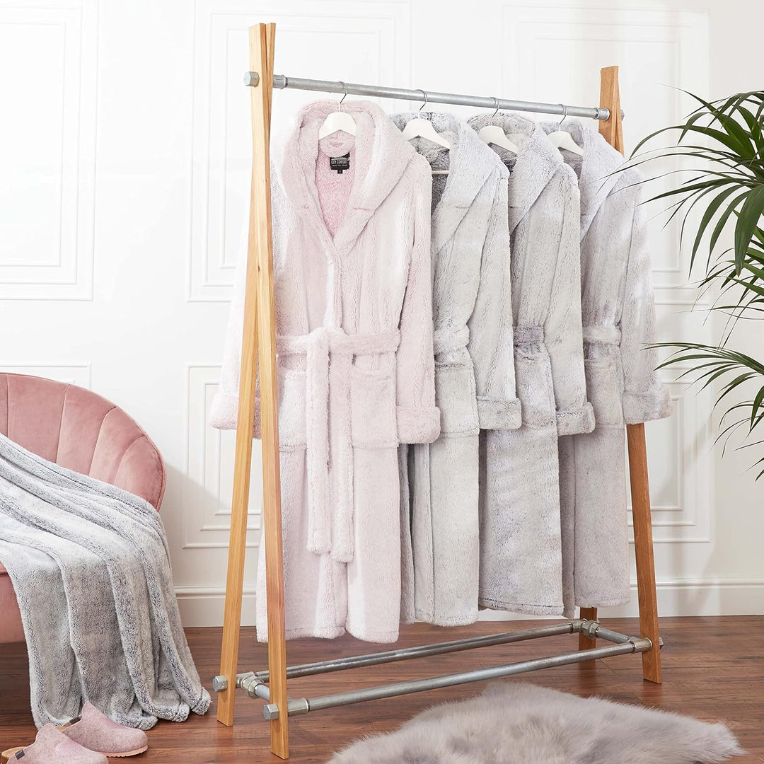 CityComfort Bademantel Damen Flauschig, Fleece Morgenmantel Damen Dressing Gown Women M Dunkelgrau,