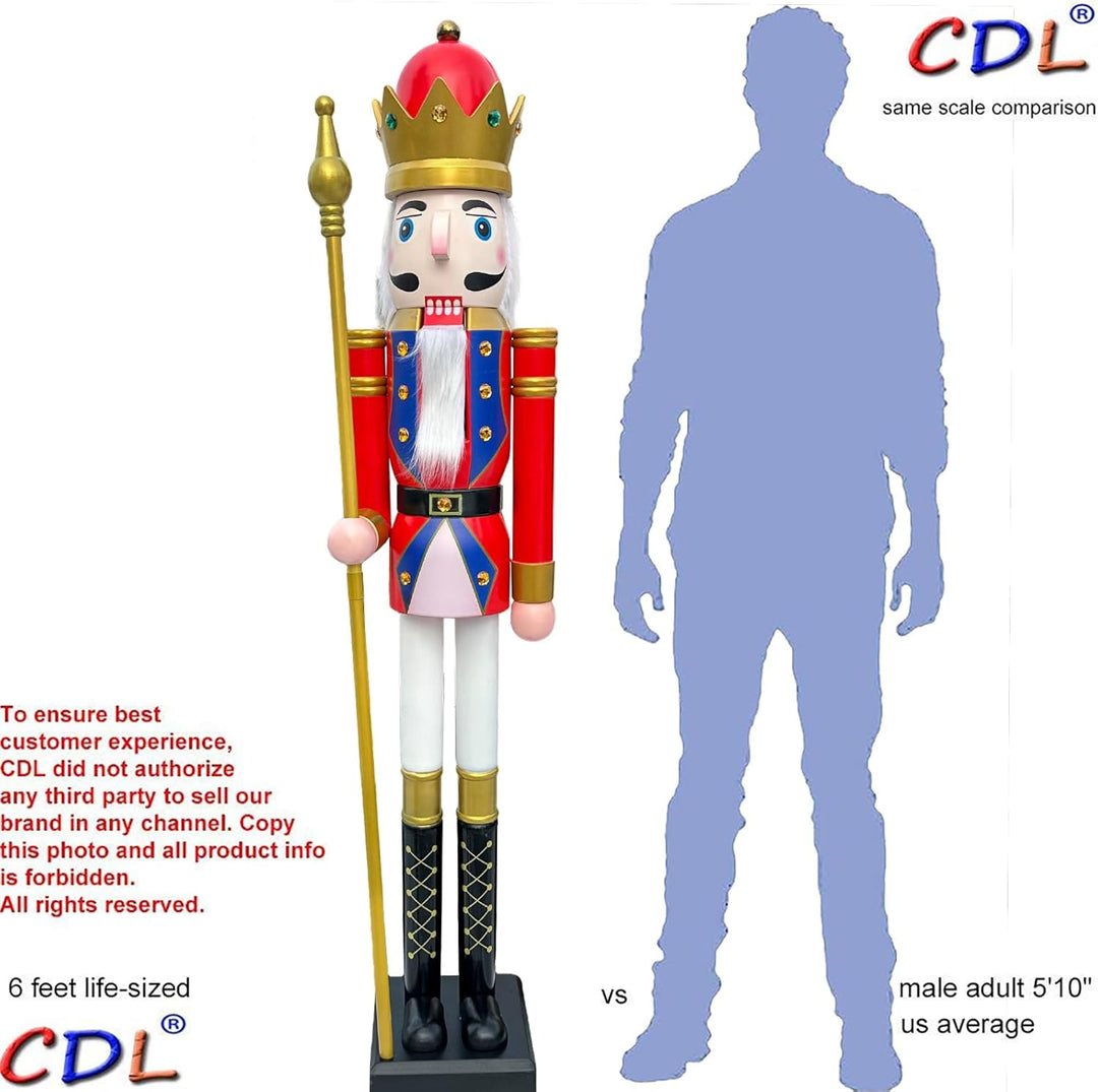 CDL 180cm hoch lebensgross gross rot Weihnachtsdekoration Holz Nussknacker König auf Ständer hält go