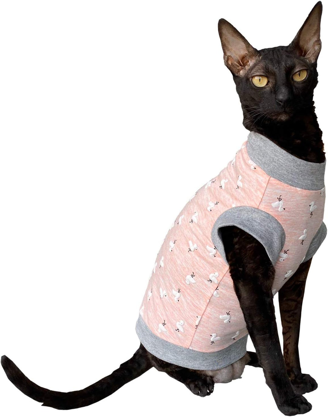 Kotomoda Haarlose Katze Baumwolle Stretch T-Shirt Small Flamingo for Sphynx Cats (M) Medium, Medium