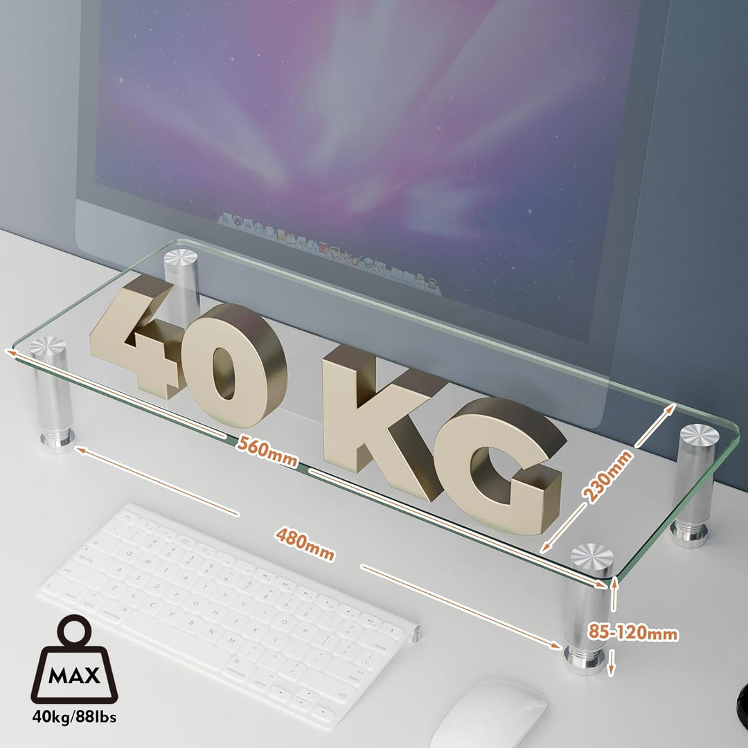 Hemudu Monitorständer aus Glas ergonomischer Laptopständer, mit Höhenverstallung Multi Media Desktop