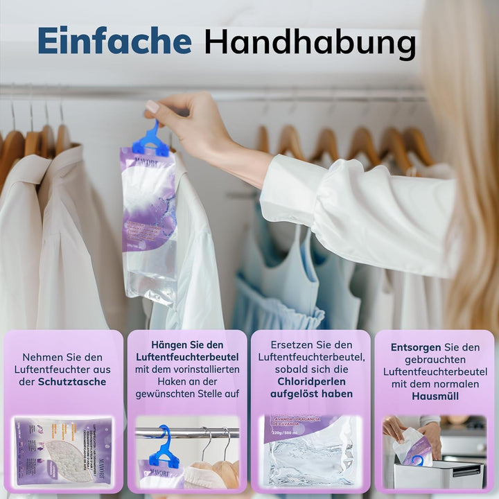 10er Set Luftentfeuchter zum Aufhängen I Luftentfeuchter Beutel I Entfeuchter Schrank und Feuchtigke