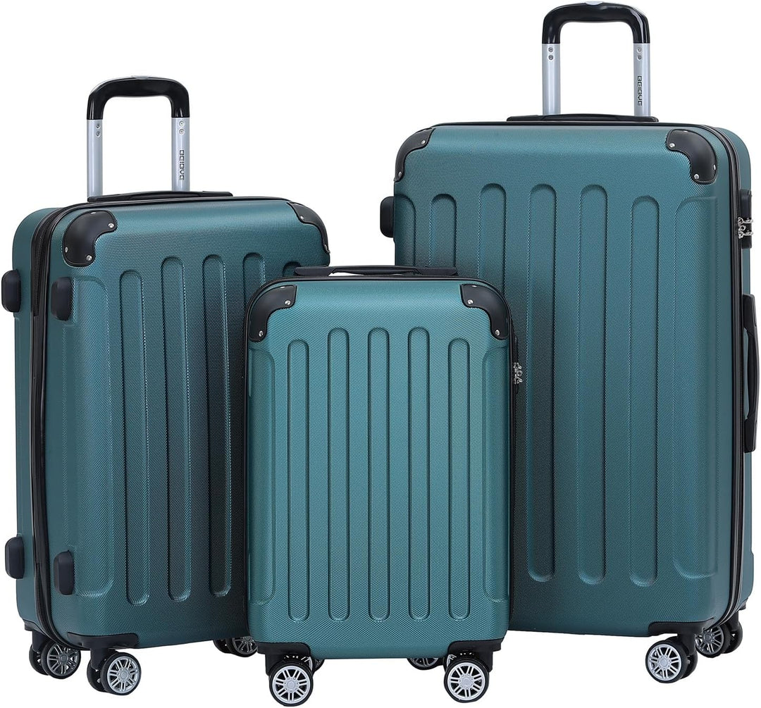 BEIBYE 2045 Zwillingsrollen 3tlg. Reisekoffer Koffer Kofferset Trolleys Hartschale in 14 Farben (Dun