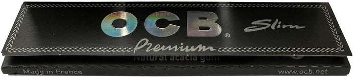 OCB 16972 Premium Slim-50 Heftchen a 32 Blatt-Langes schwarzes Zigarettenpapier, Papier, 12 x 12 x 6