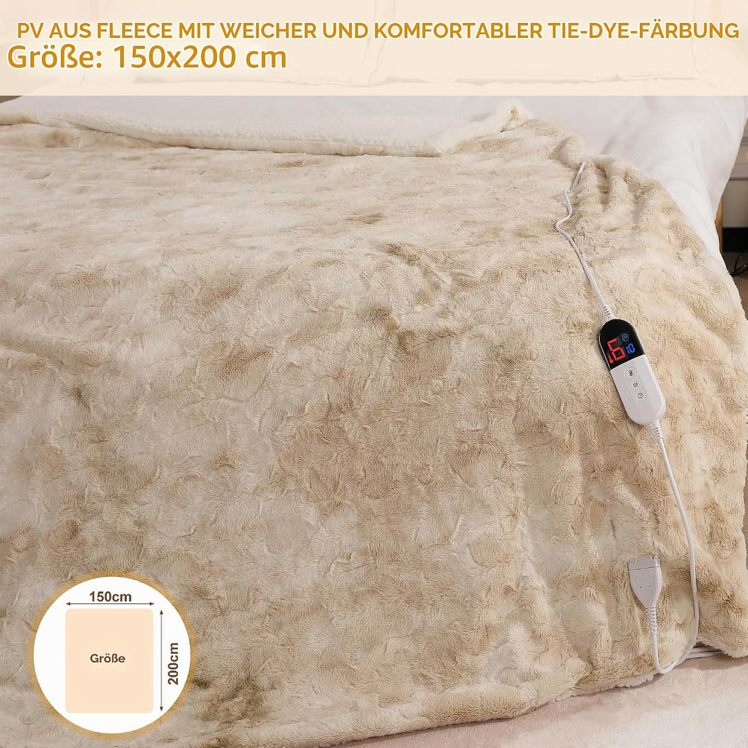 COZYTY Wärmedecke – Heizdecke Mit Abschaltautomatik 150×200cm, 6 Heizstufen &amp; 10h Auto-Abschaltung,