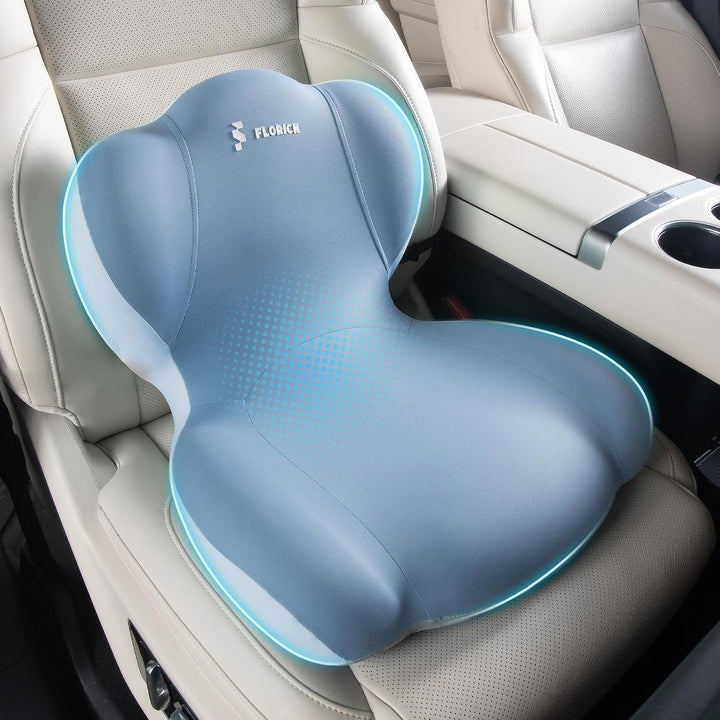 FLORICH Sitzkissen Orthopädisch und Lendenstützkissen Memory-Schaum Ergonomisches Sitzkissen einteil