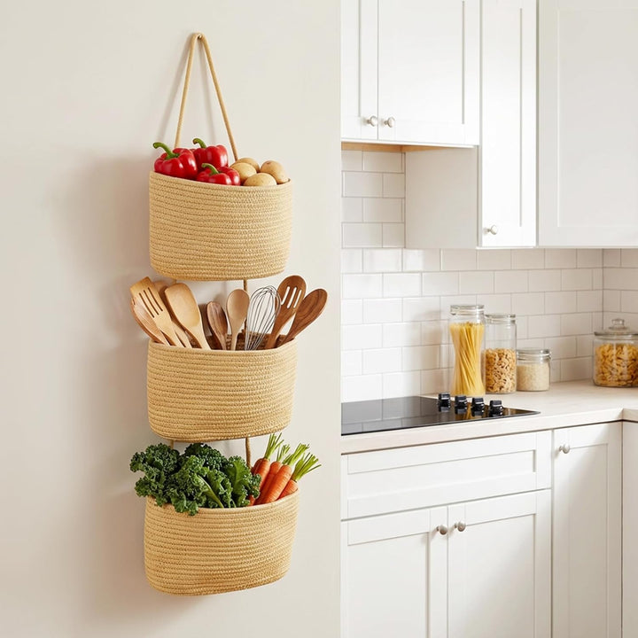 Hängender Organizer, Hängeorganizer Mit Haken, Wand Hängen Tasche Zum3-Tier, Hängeregal Stoff Wand a