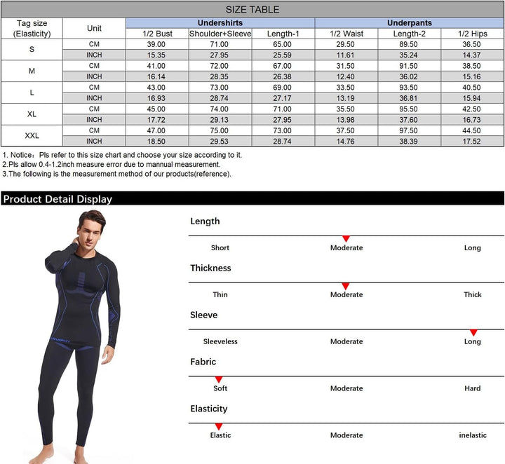 Apanphy® Thermounterwäsche Herren Atmungsaktiv Thermoaktiv Funktionswäsche Herren Schnelltrocknendes